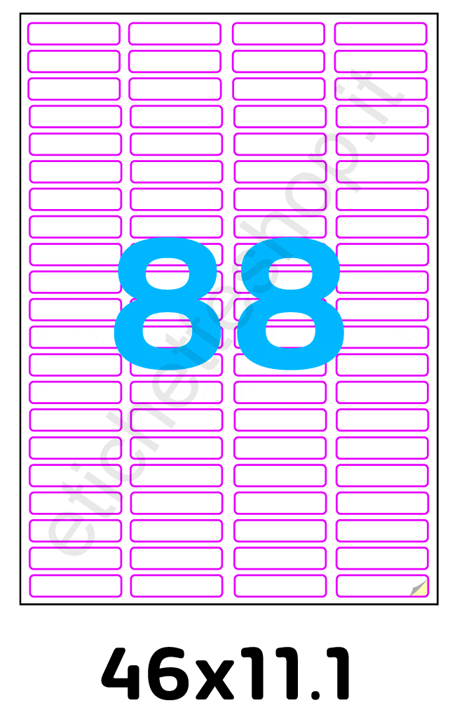 EA4VP04600111 - Etichette 46x11¸1 mm in Carta Bianca Adesivo Permanente su  Fogli A4